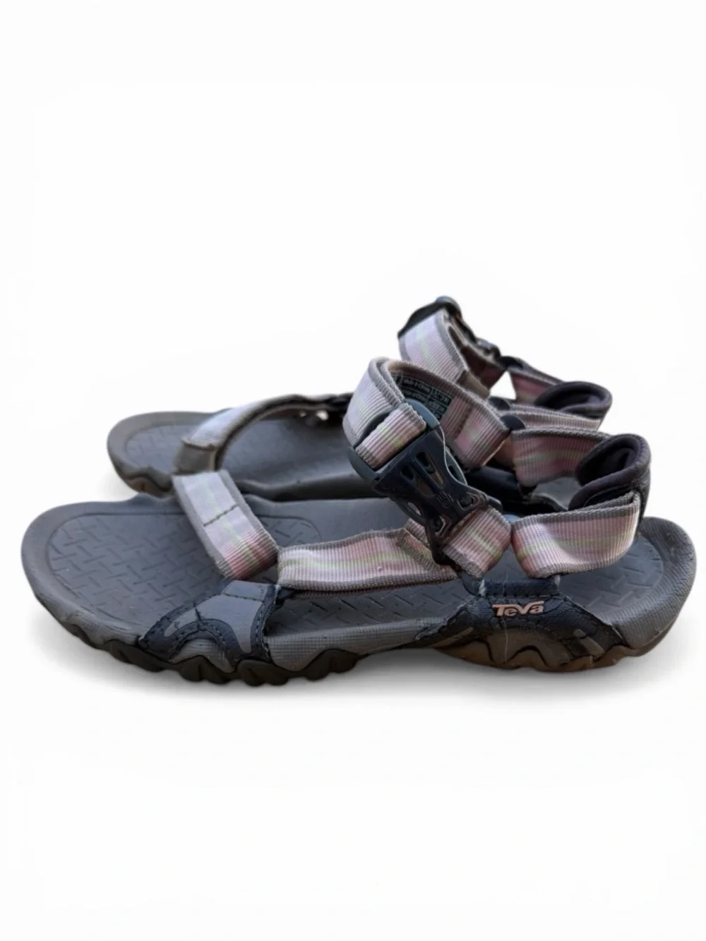 Teva Grey Sandals with‎ Pastel Striped Straps